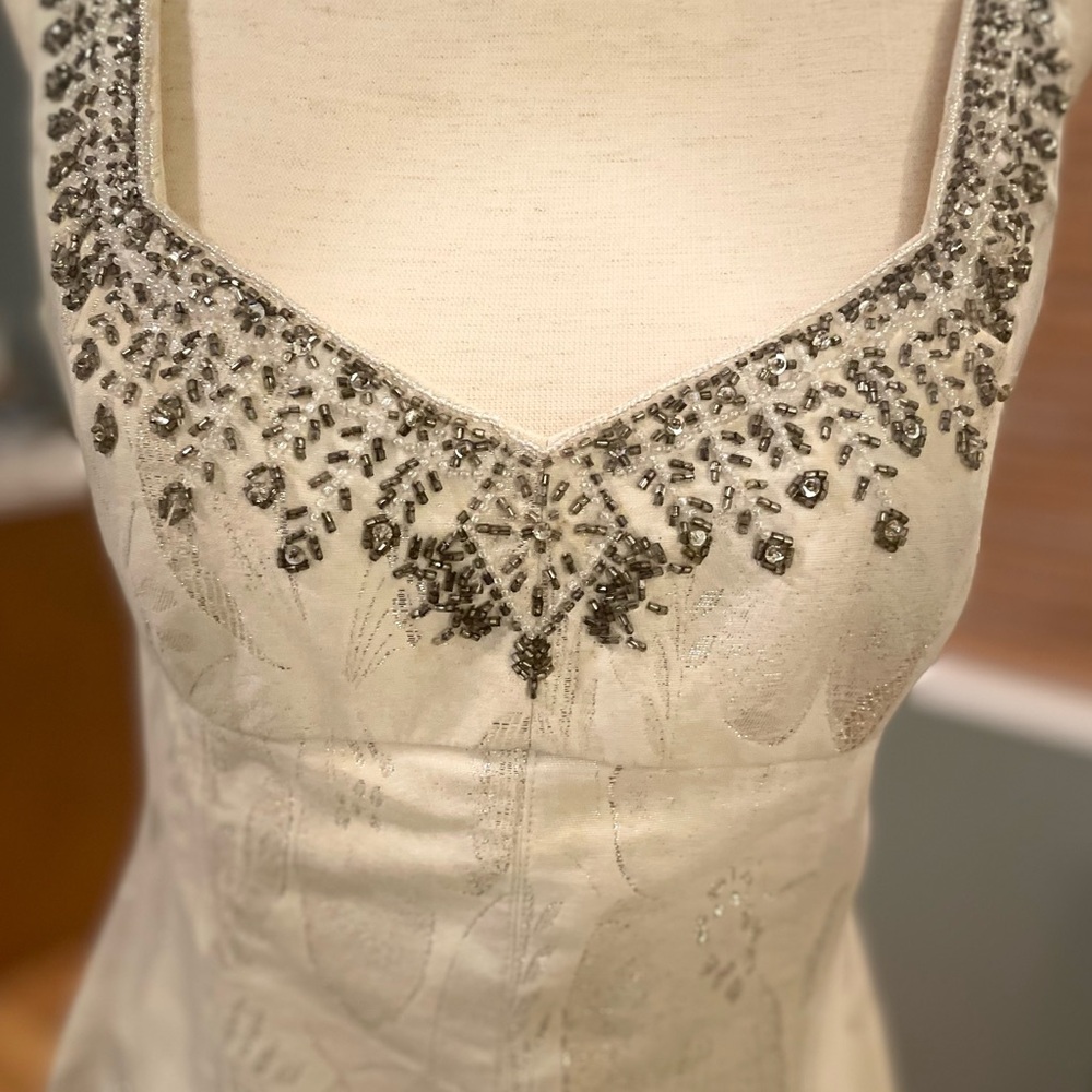 Badgley Mischka Beige Beaded Dress